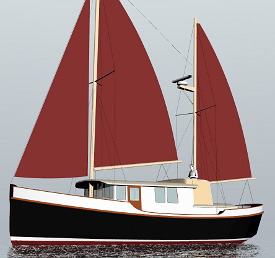 42' round stern traditonal motorsailer