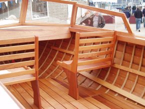 16' classic wooden speedboat, interior view
