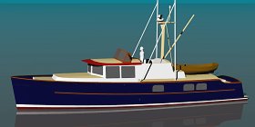 rendering of the Passagemaker Lite 46 in passagemaker Lite blue
