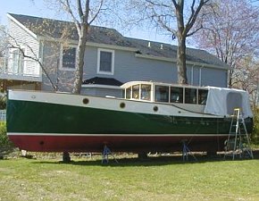 A Yellow Cedar, a classic motor yacht, under construction