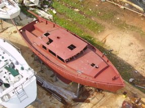 top view of the decks and cabintop of the Ragsdale Schooner