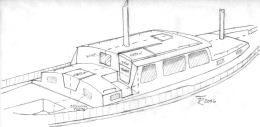 pencil drawing of the deck arrangement of the Ragsdale schooner 