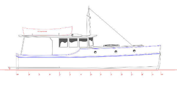 Yellow Cedar 34 cad outboard profile