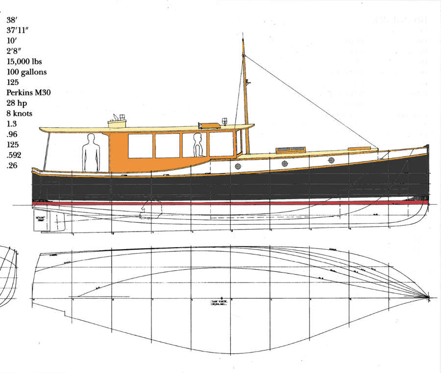  Cedar, 38' Classic Motor Yacht. ~ Power Boat Designs by Tad Roberts