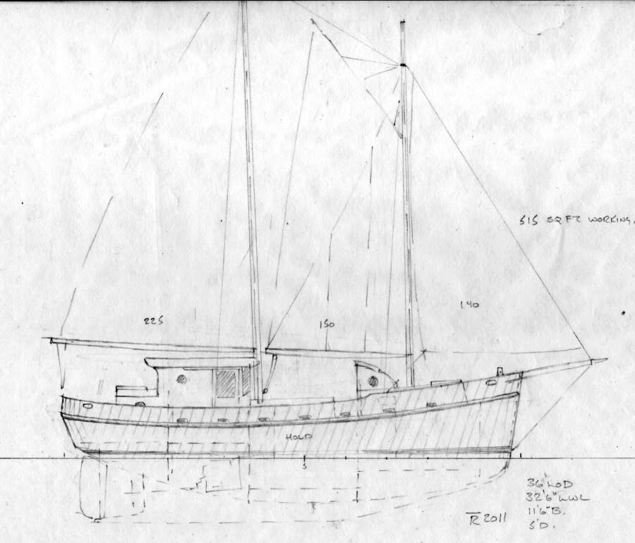  Schooner, A Traditional Motorsailer ~ Sail Boat Designs by Tad Roberts