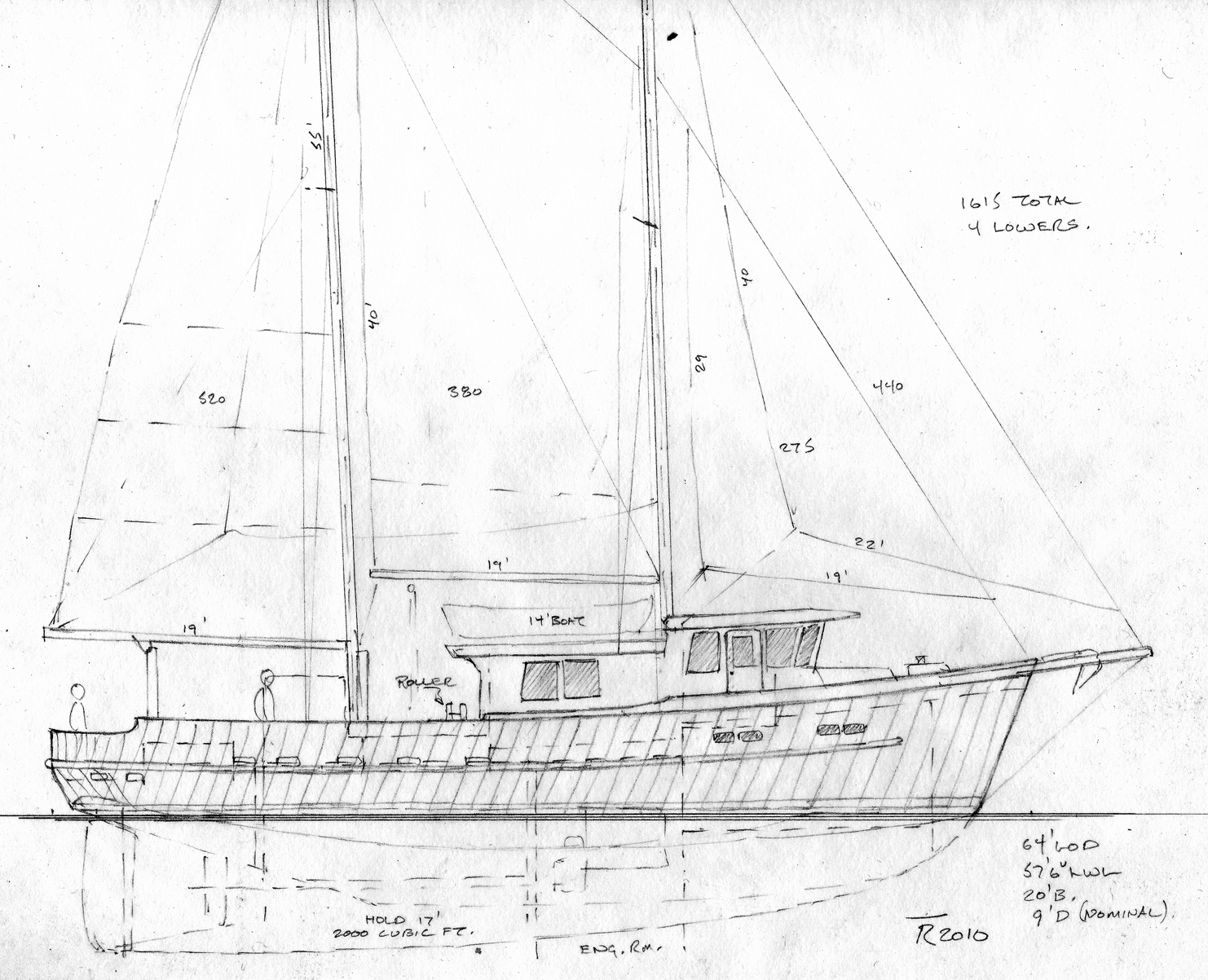 64’ troller fishing schooner ~ Sail Boat Designs by Tad Roberts
