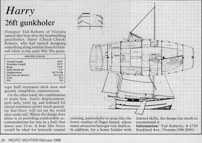 Harry, 26' Sailing Barge ~ Small Boat Designs by Tad Roberts