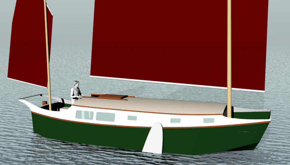  II, 30' LOD, 27' LWL Sailing Scow ~ Small Boat Designs by Tad Roberts