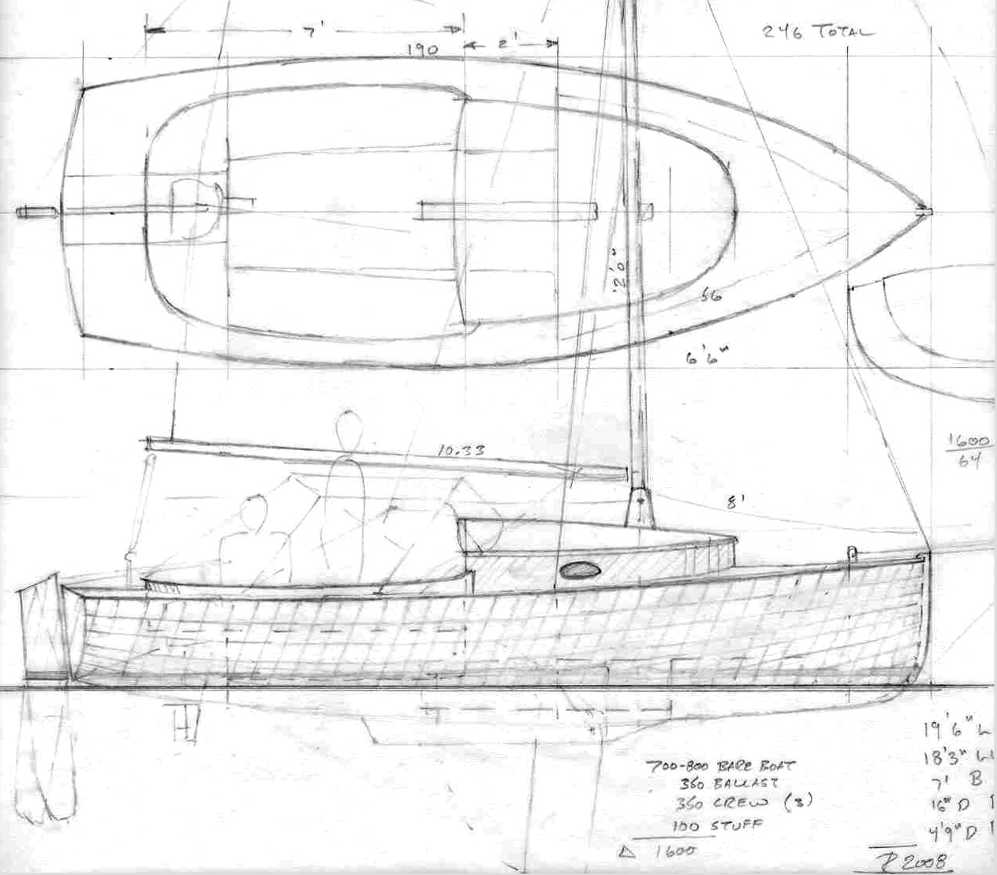 19' 5" Sailing Scooter ~ Small Boat Designs by Tad Roberts