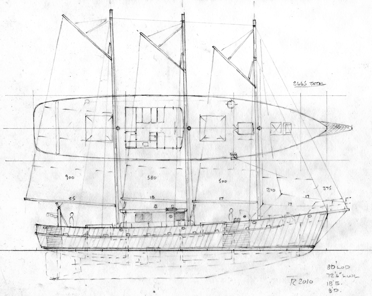 80’ three-masted fishing schooner ~ Sail Boat Designs by ...