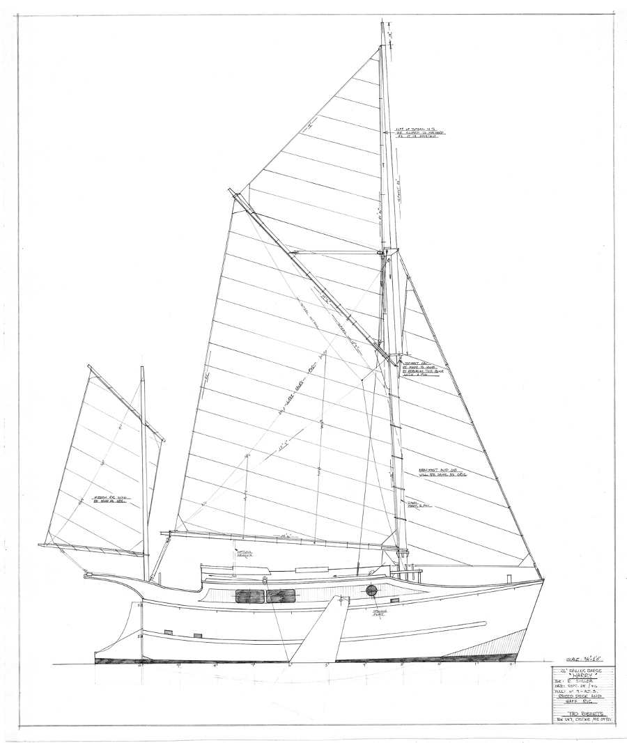 Harry, 26' Sailing Barge ~ Small Boat Designs by Tad Roberts